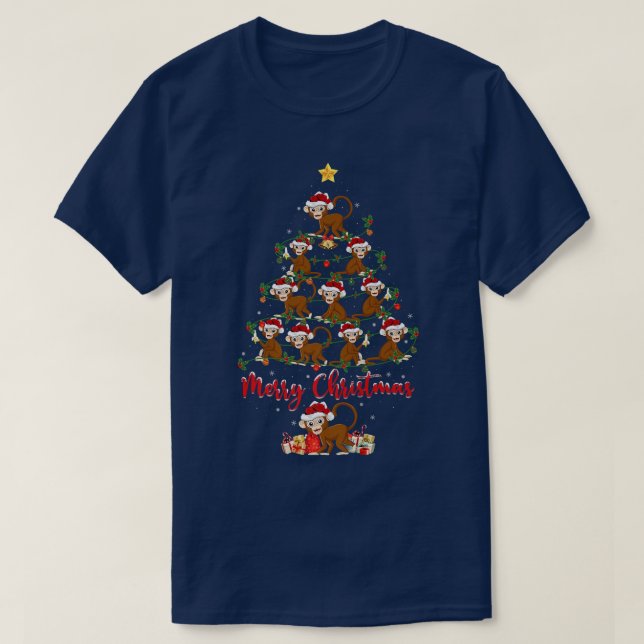 Camiseta Macaco Engraçado Amante Xmas Papais noeis Correspo (Frente do Design)