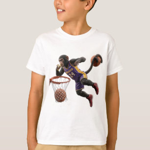 Camiseta Macaco Engraçado Atleta Cauda Slam Dunk Basquetebo