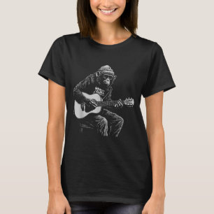 Camiseta Macaco Engraçado Violão Amante da Música Homens Mu