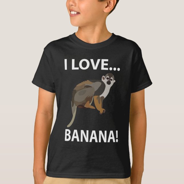 Camiseta Macaco Eu Amo Macaco Banana Crianças (Frente)
