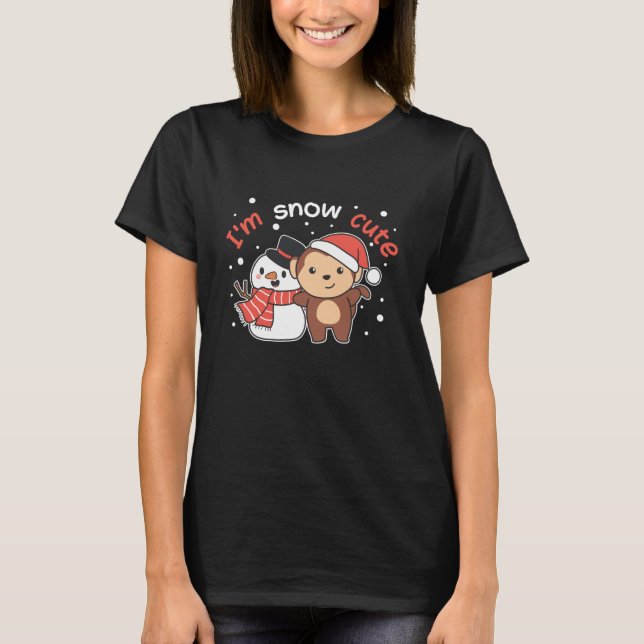 Camiseta Macaco Eu Te Amo Neve Muito Snowman Pun (Frente)