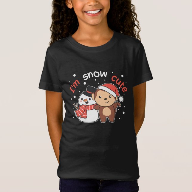 Camiseta Macaco Eu Te Amo Neve Muito Snowman Pun (Frente)