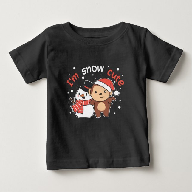 Camiseta Macaco Eu Te Amo Neve Muito Snowman Pun (Frente)