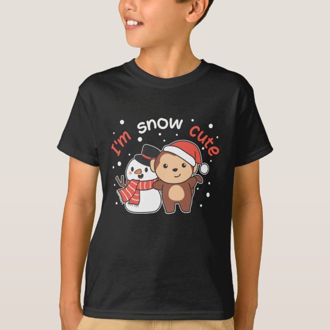 Camiseta Macaco Eu Te Amo Neve Muito Snowman Pun (Frente)