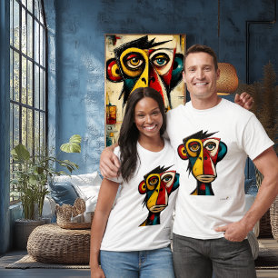 Camiseta Macaco Expressionista Abstrato Geométrico Modern