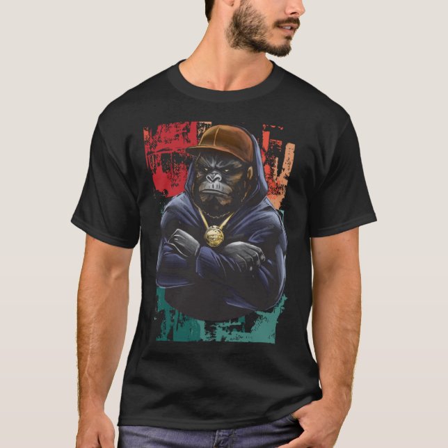 Camiseta Macaco faça uma declaração com o nosso Gorilla Leg (Frente)