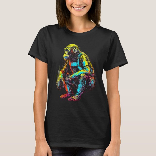 Camiseta Macaco Fanatsy Chimpanzé Arte Colorida Mt (Frente)
