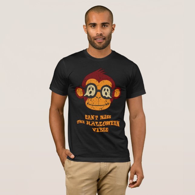 Camiseta Macaco Fantasma Vintage – Não Perca o Halloween (Frente Completa)
