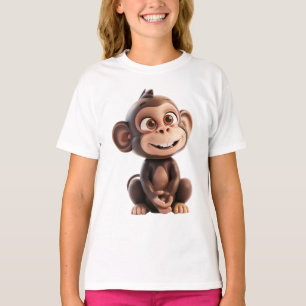 Camiseta Macaco Feliz em 3D – Desenho Animado de Macaco Sor