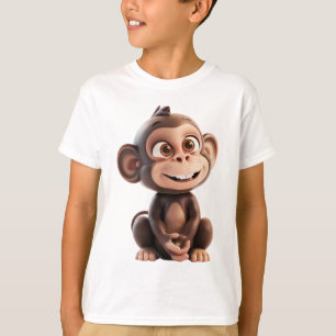 Camiseta Macaco Feliz em 3D – Desenho Animado de Macaco Sor
