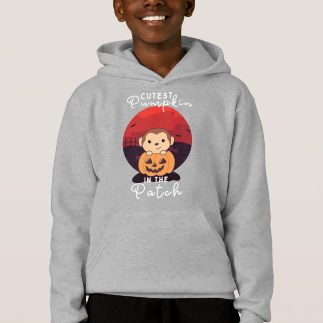 Camiseta Macaco Feliz Halloween Pumpkin No Patch (Frente)