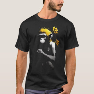 Camiseta Macaco Flor Primário Animal Chimpanzé Zoo Macaco
