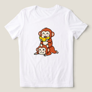 Camiseta Macaco Fofo Comendo Melancia Arte Engraçada em Pil
