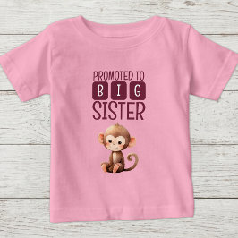 Camiseta Macaco fofo irmã mais velha rosa