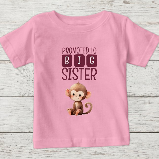 Camiseta Macaco fofo irmã mais velha rosa (Criador carregado)