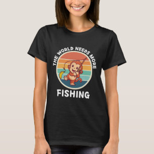 Camiseta Macaco Fofo Vintage O Mundo Precisa de Mais Pescar
