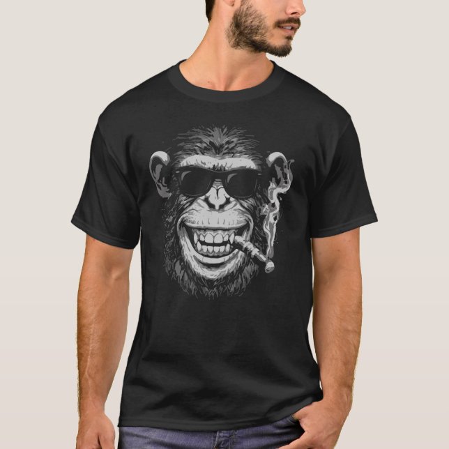 Camiseta Macaco Fumante de Óculos de Sol (Frente)