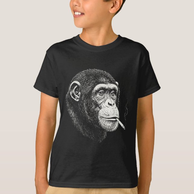 Camiseta Macaco fumante engraçado _ meme de macaco y2k vint (Frente)