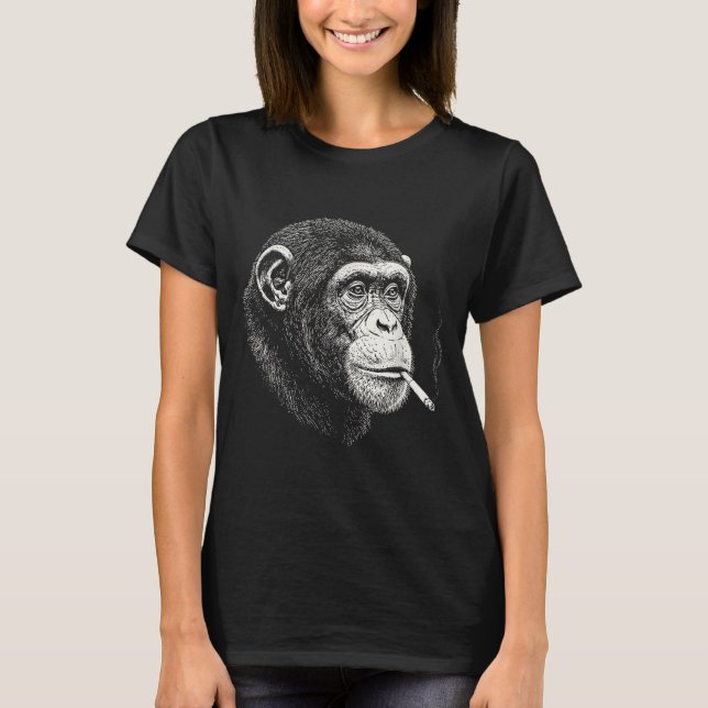 Camiseta Macaco fumante engraçado _ meme de macaco y2k vint (Frente)