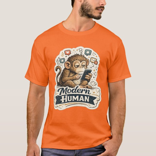Camiseta Macaco Humano Moderno | Evolução do Macac (Frente)