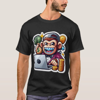 Camiseta Macaco Hustle - Tee Gráfico da Máquina de Fazer Di