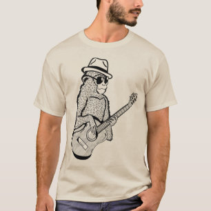 Camiseta Macaco Jogando Um Animal De Guitarra
