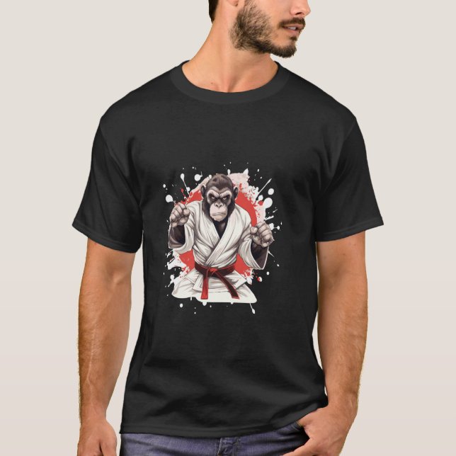 Camiseta Macaco Karate Animal Fighting Judo (Frente)