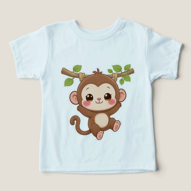 Camiseta Macaco Kawaii Cute (Design frontal)