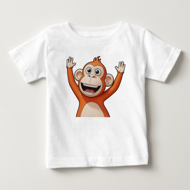 Camiseta Macaco Laranja Alegre em Desenho Animado (Frente)