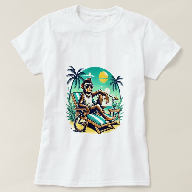 Camiseta Macaco legal a Relaxar (Frente do Design)