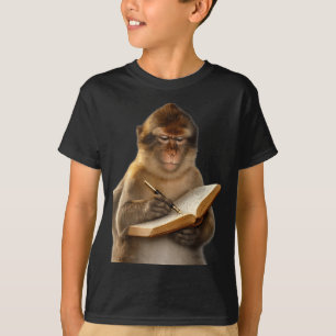 Camiseta Macaco lendo livro escrevendo diário amante de liv