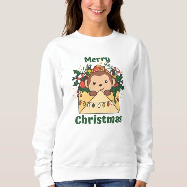 Camiseta Macaco - Letra de Natal - Macacos de Inverno (Frente)