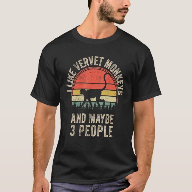 Camiseta Macaco-macaco-Design de-arte engraçado, macaco-pre (Frente)
