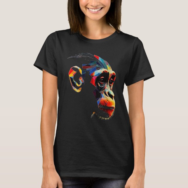 Camiseta Macaco Macaco Macaco Colorido Face Poligão Mo (Frente)