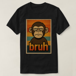 Camiseta Macaco Mal-Humorado Meme “bruh” - Sarcástico Retrô