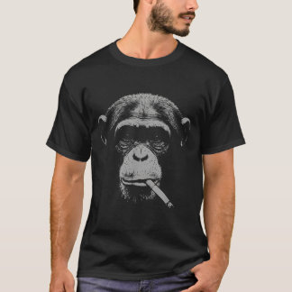 Camiseta macaco meme fumando para homens mulheres macaco fu