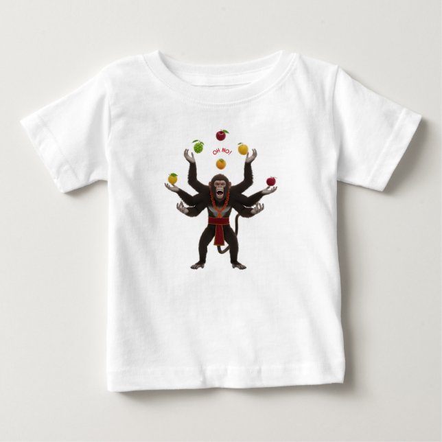 Camiseta Macaco Multi-Braço Estressado Faz Malabarismo com  (Frente)