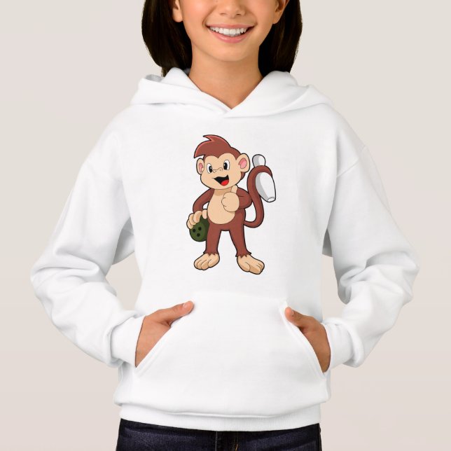 Camiseta Macaco na Boliche com Bola de boliche (Frente)