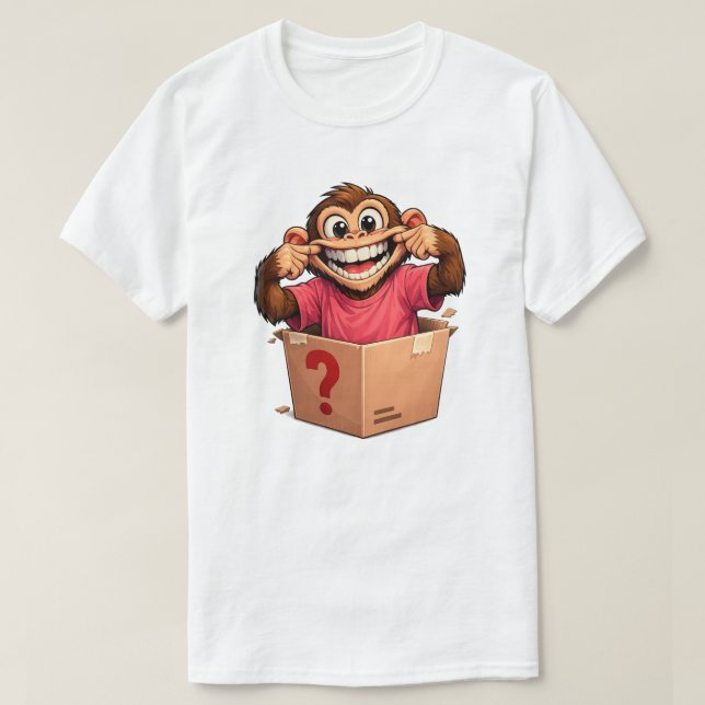 Camiseta Macaco na Caixa do Mistério (Frente do Design)