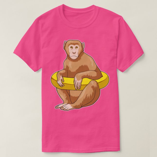 Camiseta Macaco nadando com bóia salva-vidas (Frente do Design)