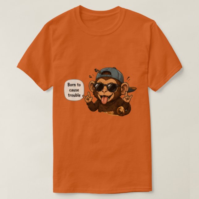 Camiseta Macaco Nasceu para Causar Problema (Frente do Design)