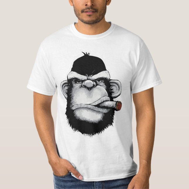 Camiseta Macaco Negro Fumando (Frente)