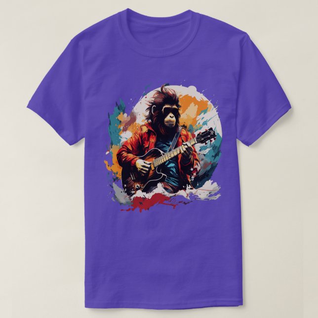 Camiseta Macaco-Neve A Tocar Violão (Frente do Design)