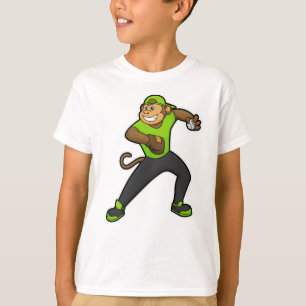 Camiseta Macaco no beisebol com bastão de beisebol