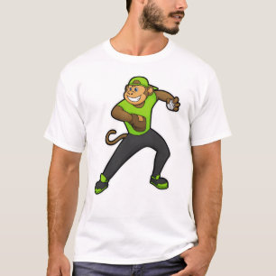 Camiseta Macaco no beisebol com bastão de beisebol