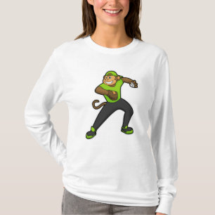 Camiseta Macaco no beisebol com bastão de beisebol