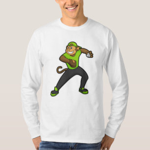 Camiseta Macaco no beisebol com bastão de beisebol