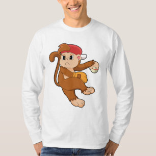 Camiseta Macaco no beisebol com luva de beisebol