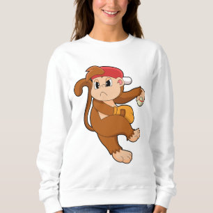 Camiseta Macaco no beisebol com luva de beisebol