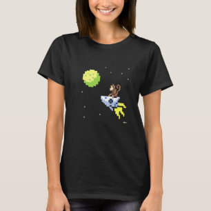 Camiseta Macaco no Estilo de Espaço Boys Pixel Retro Vintag